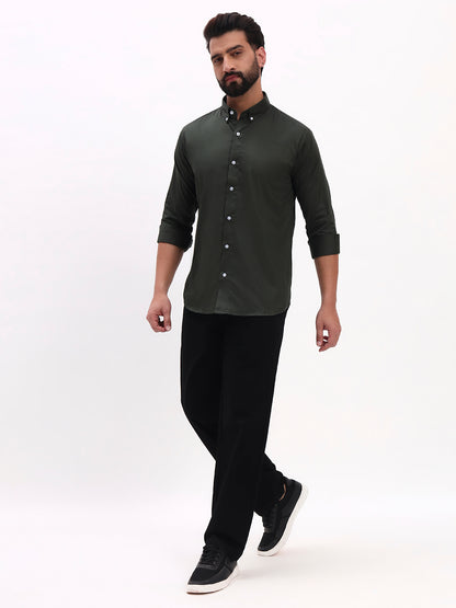 DARK OLIVE GREEN SATIN SHIRT