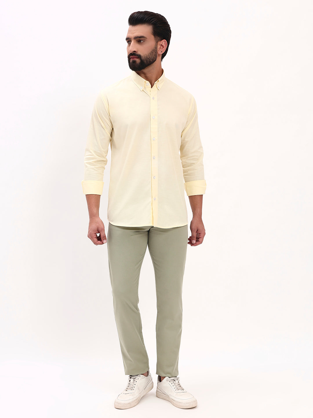 LIGHT YELLOW LINEN COTTON SHIRT