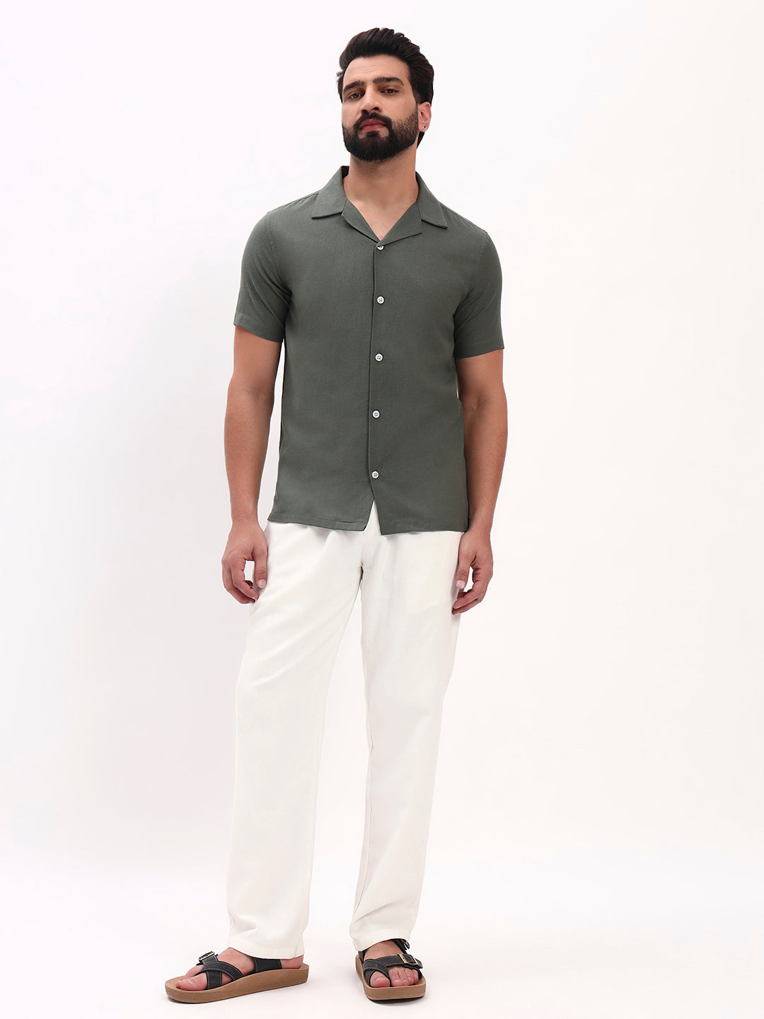 OLIVE BACK PRINTED SHIRT
