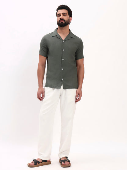 OLIVE BACK PRINTED SHIRT