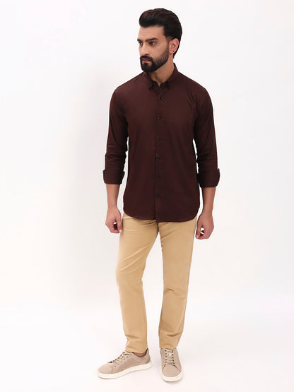 DARK BROWN SATIN SHIRT