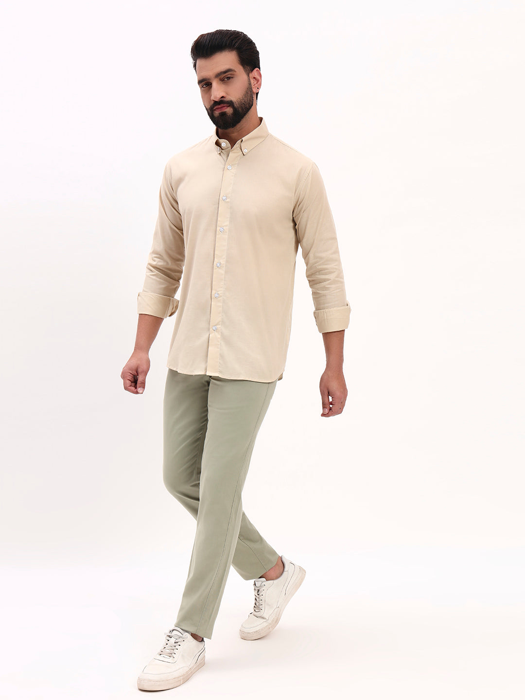 BEIGE LINEN COTTON SHIRT