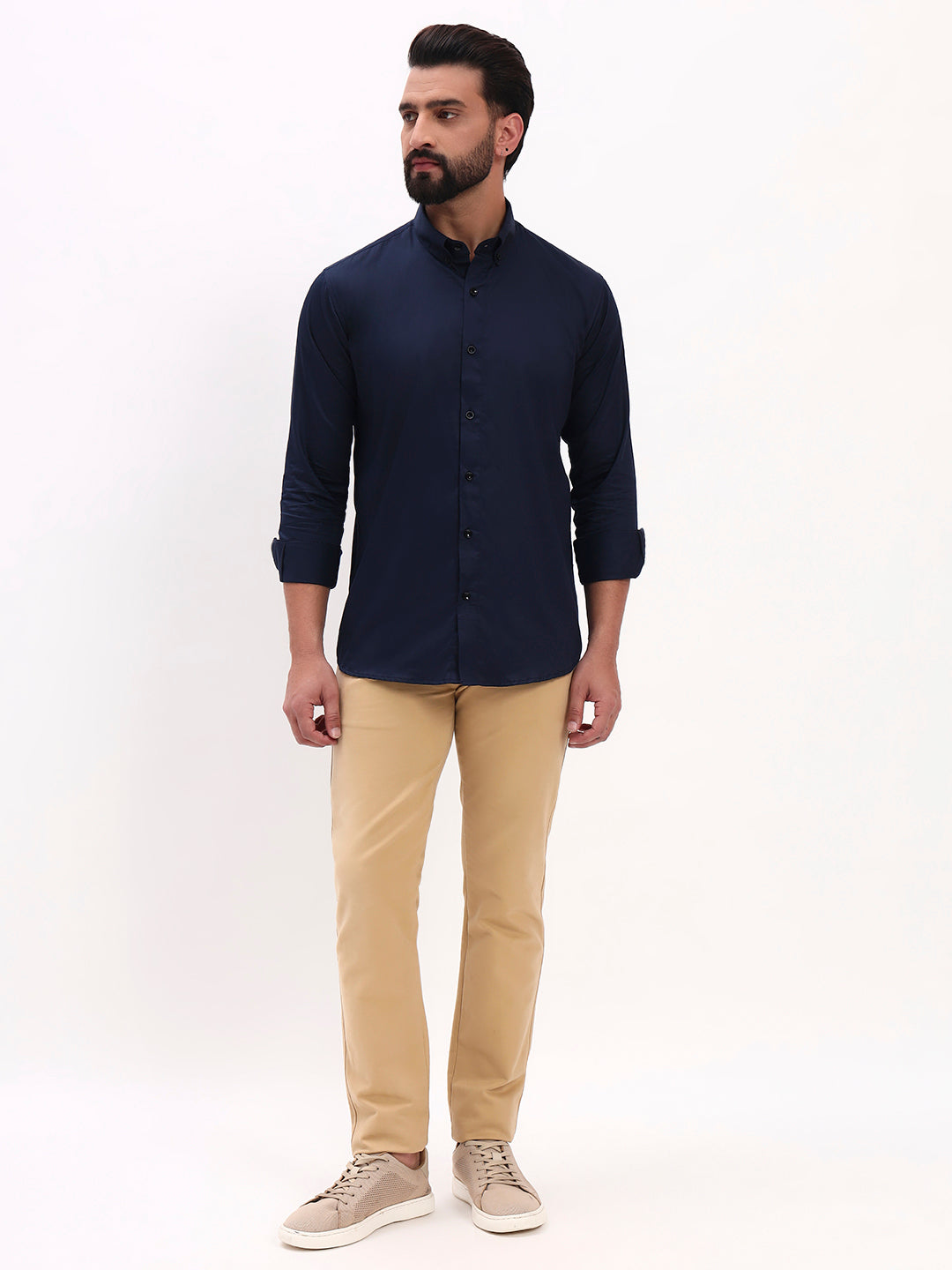 NAVY BLUE SATIN SHIRT