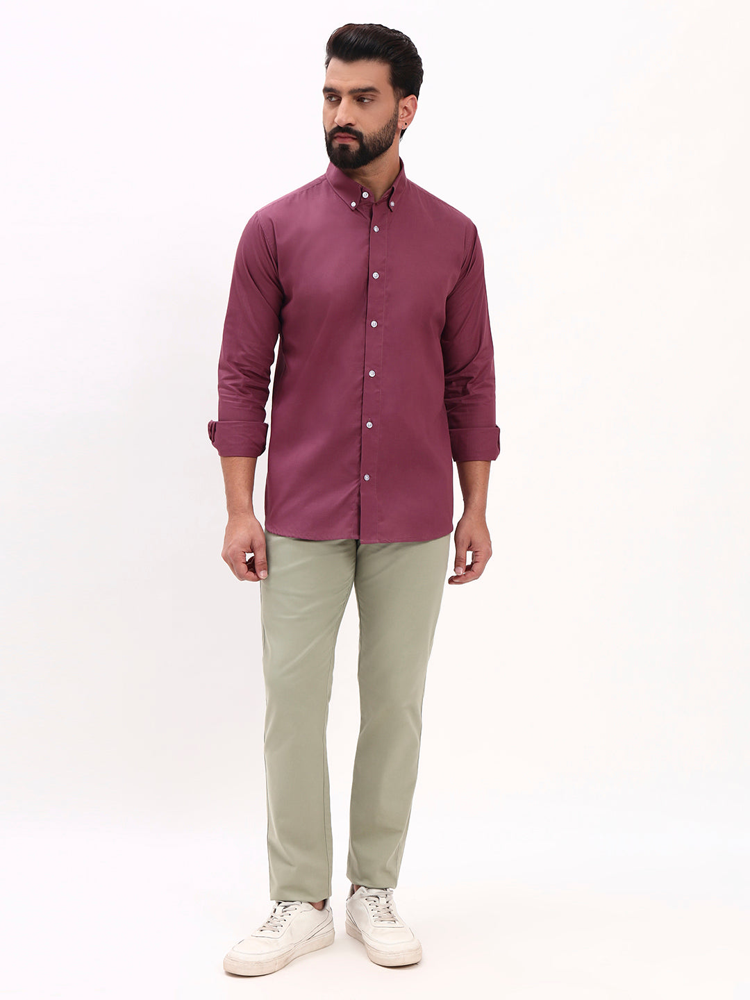 WINE LINEN COTTON SHIRT