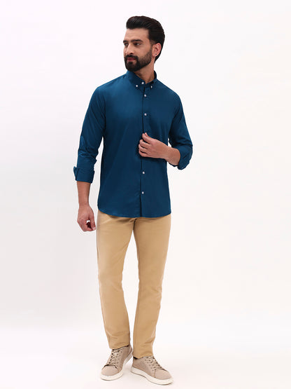 TEAL BLUE SATIN SHIRT