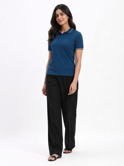 WOMEN'S TEAL BLUE POLO SHIRT