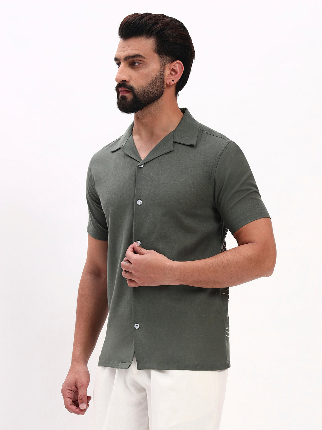 OLIVE BACK PRINTED SHIRT