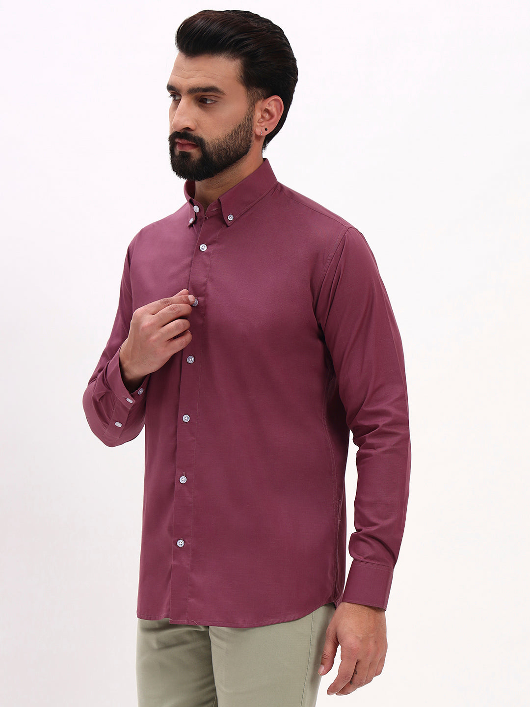 WINE LINEN COTTON SHIRT
