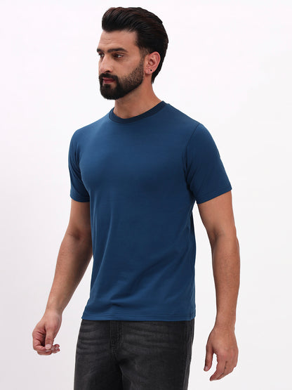 TEAL BLUE SOLID T-SHIRT