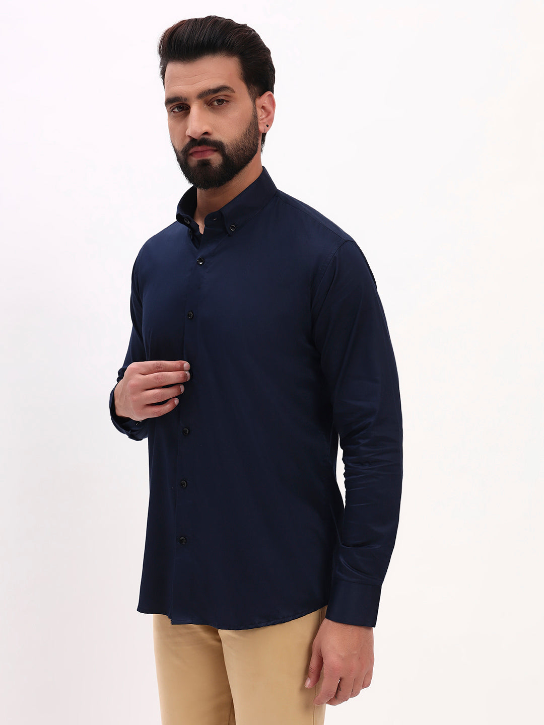 NAVY BLUE SATIN SHIRT