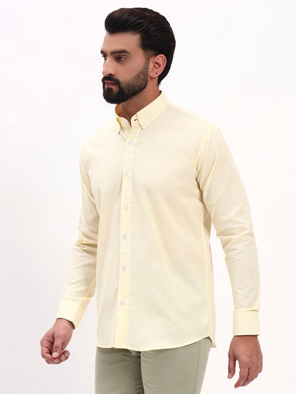 LIGHT YELLOW LINEN COTTON SHIRT