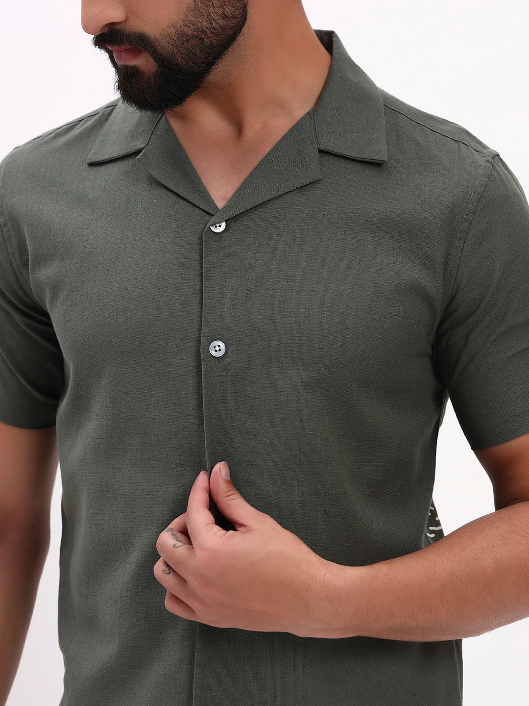 OLIVE BACK PRINTED SHIRT